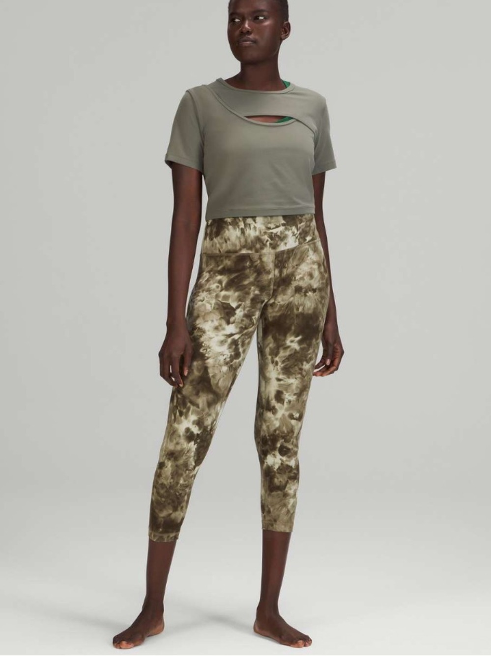 Lululemon Align High-Rise Pant 25” Diamond Dye Light Sage Medium Olive Size 12